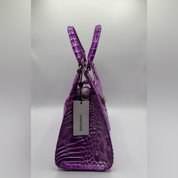 NWT Brahmin Adrian Satchel Lilac Essence Melbourne Crocodile Leather Bag - Picture 3 of 15